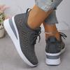 Summer new mesh breathable fly-woven shoes women's large size rhinestone lace-up sports and leisure shoes