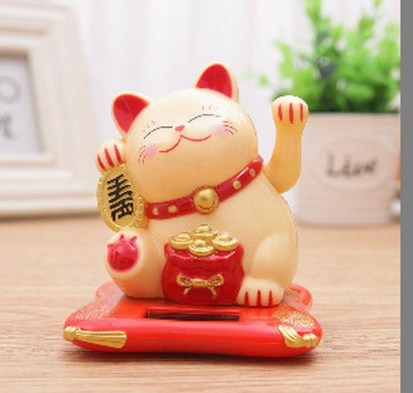 Автоматическая машущая солнечная фигурка кота манеки-неко - Талисман удачи, украшение для автомобиля и подарок
