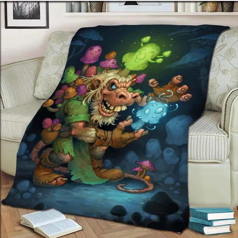 Game Hearthstone 3D tištěná umělecká fleecová přikrývka do postele Turistika Piknik Hrubá přikrývka přes postel Fleecová přikrývka