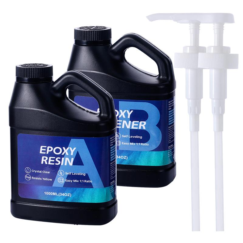 

2000ML Epoxy Resin Kit 1:1 Ratio Crystal Clear Epoxy Resin Bubble-Free Anti-Yellowing Resin for Casting, DIY, Resin Art, Molds
