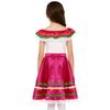 Girls Mexican Dress Set Off Shoulder Ruffled Top Elastic Waistband Lace Ribbon Trim Skirt
