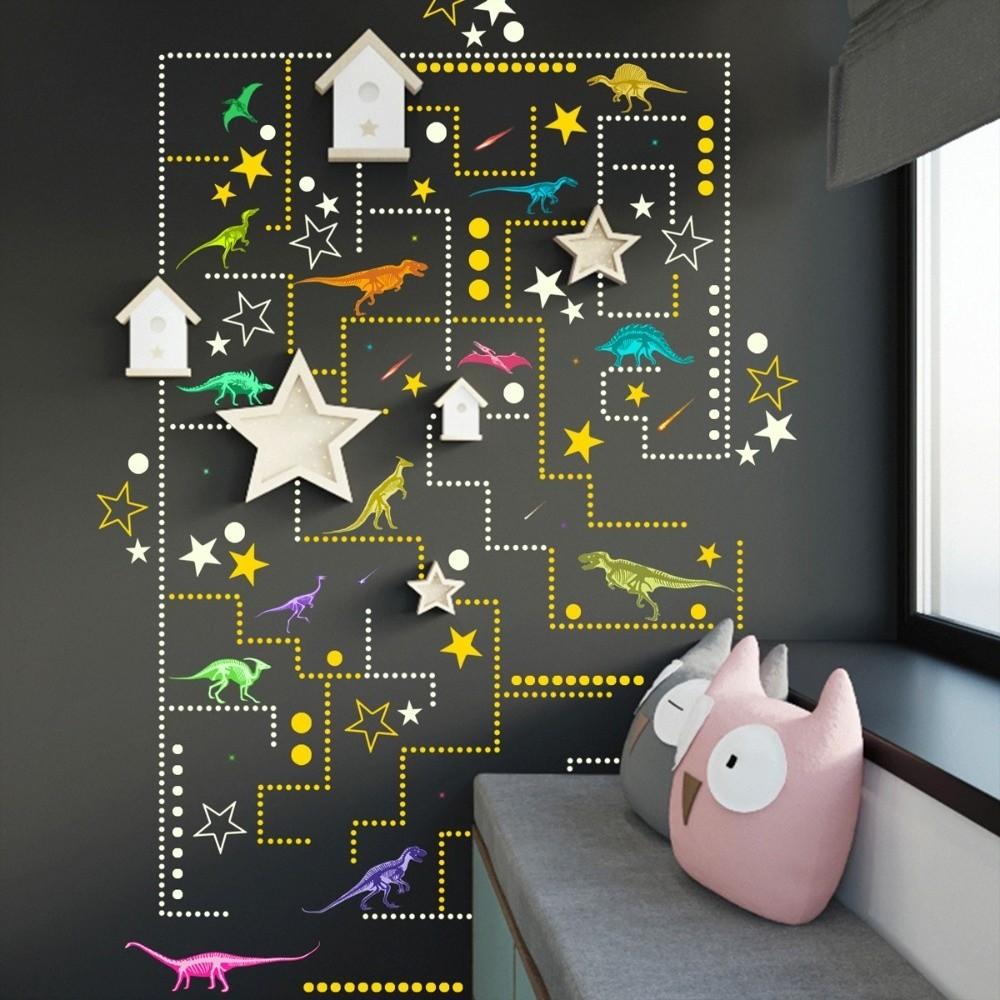 Glow in The Dark Luminous Dinosaur Wall Sticker Self-adhesive Bedroom Decoration Room Decals Removable