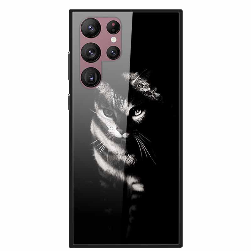 For Samsung Galaxy S22 Ultra 5G Phone Case Tempered Glass Back Cover Hard Case For Samsung  S22 Plus S 22 Capa Shell Funda Coque