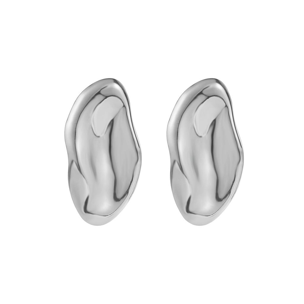 Exaggerated Irregular Geometric Stud Earrings Minimalist Ins Style Metal Wrinkled Texture Fashion Earrings For Women