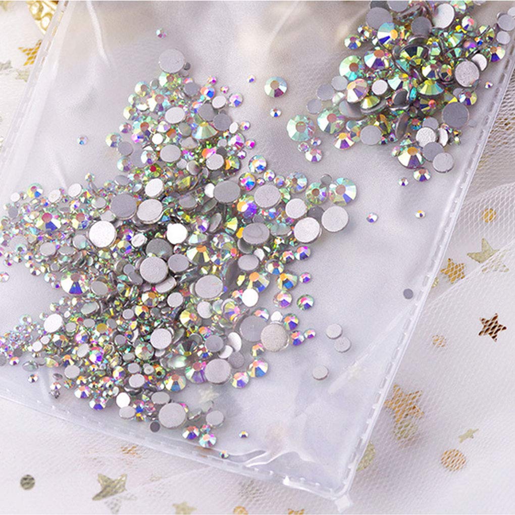 XIULI Colored Rhinestones for DIY Nail Decor and Clothing High 1440 Pieces Sizes Use, Light-Receiving, Approx. (Mixed SS3-20) (White AB)