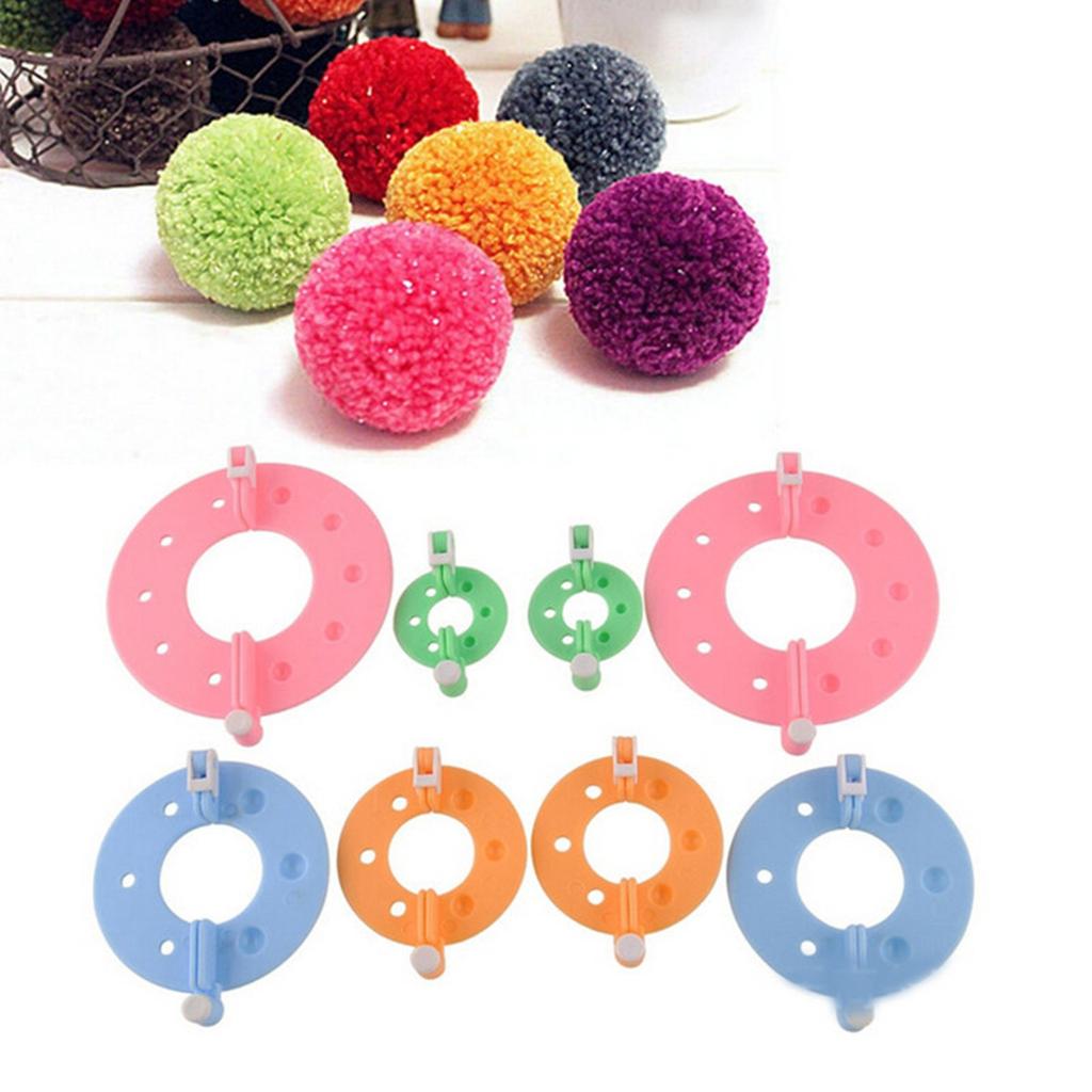 Pompom Makers 4 Sizes Pompom Maker Set Pompom Maker Tool DIY Fluff Ball Weaver for Yarn Knitting Easy To Make Pompoms