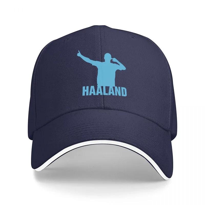 HAALAND SILHOUETTE BASEBALL CAP BLACK WITH BLUE LOGO SPORTS FAN ACCESSORY Unisex AND Women FIT FOR FOOTBALL ENTHUSIASTS