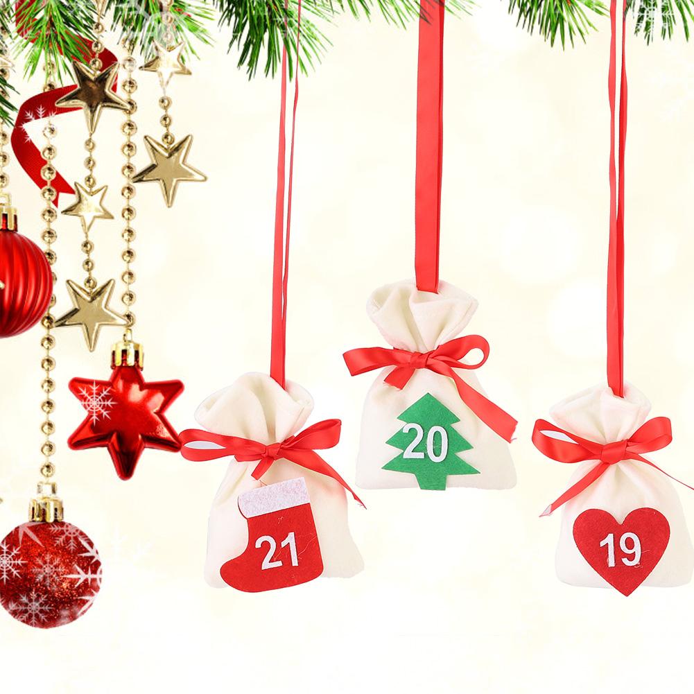 

Christmas New Year Countdown Advent Hanging Calendar Gift Bags Pouches Home DecorationNumbers 1 30