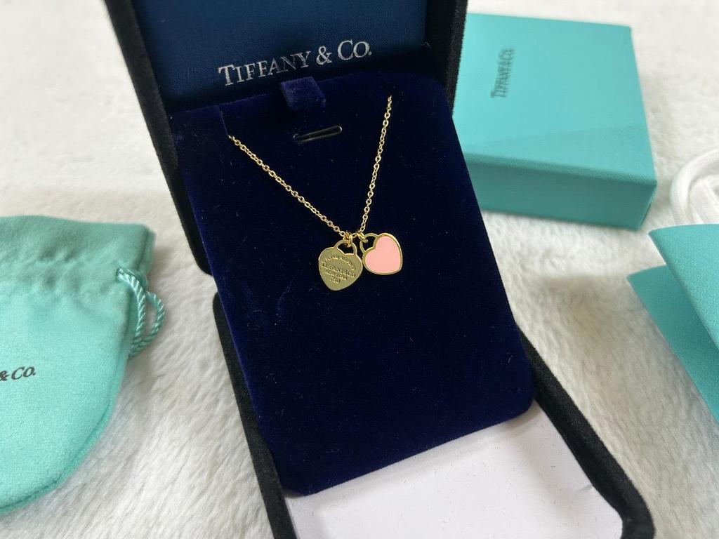 Collar con Colgante de Corazón de Plata de Ley 925 para Mujer Familia T con Diamantes y Esmalte, Cadena Clavicular Azul Clásico, Colgante para Mejor Amiga
