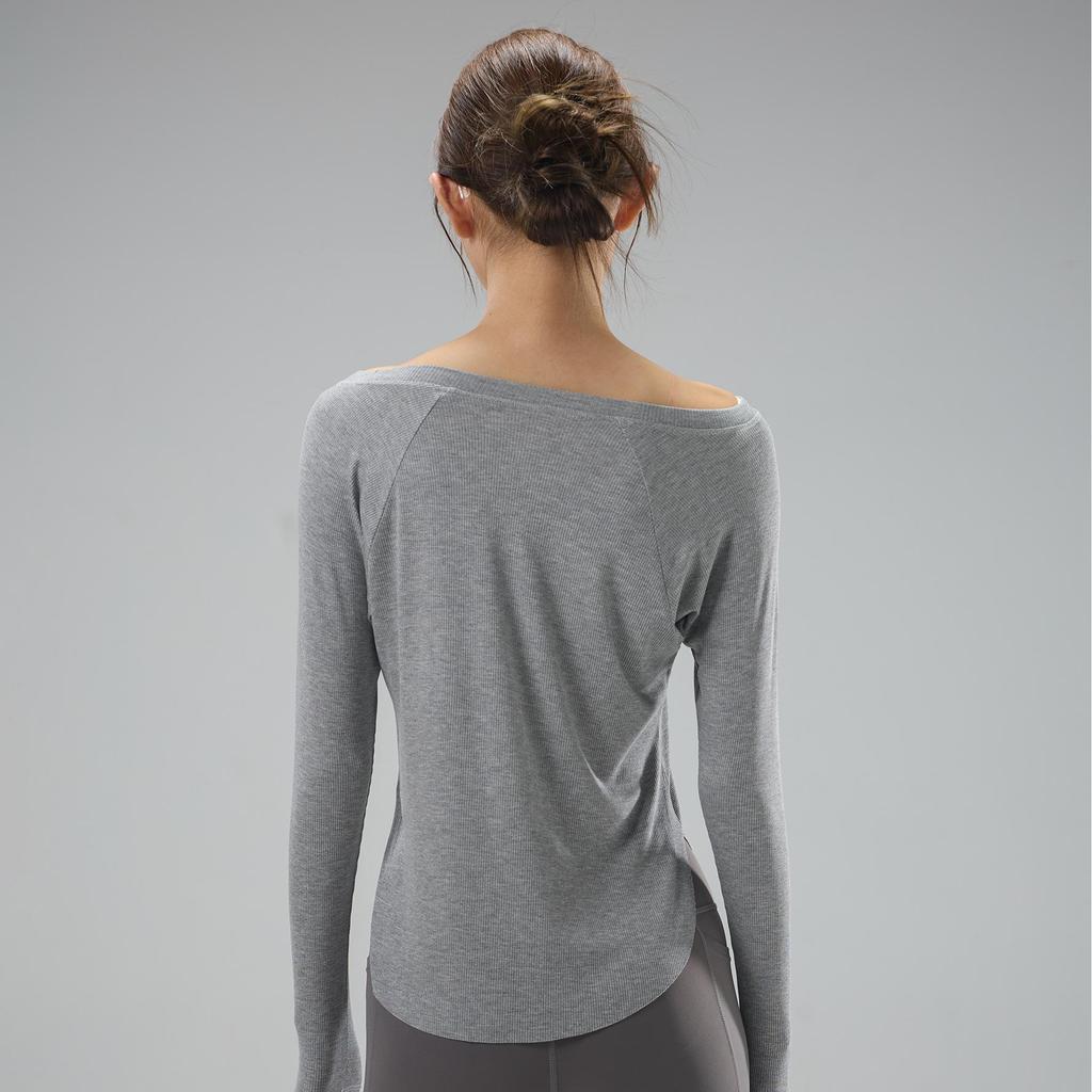 Women's One-Shoulder Yoga Cardigan T-Shirt, Body-Concealing, Casual Sportswear for Pilates.