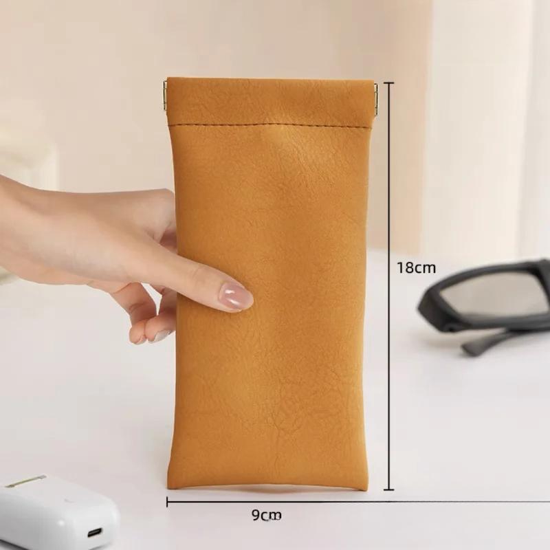 4 Color Soft Leather Reading Glasses Bag Case Waterproof Solid Sun Glasses Pouch Simple Eyewear Storage Bags Eyewear Accessories