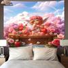 1pc Valentine's Day Romantic Cupid Print Tapestry Living Room Wall Decoration Background Cloth Machine Washable Space Pendant