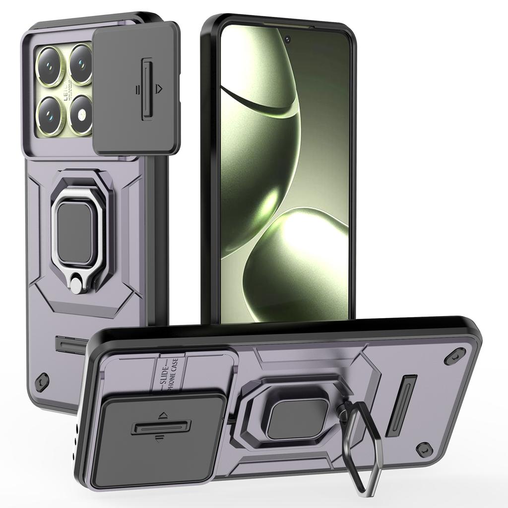 For Xiaomi 14T Case PC+TPU Kickstand Phone Protector with Lens Cover