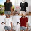 T-shirt décontracté pour femme avec design plissé et tissu en polyester pour un usage quotidien