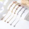 Exquis Bracelet Fleur Feuille Verte Luxe Brillant Strass Bracelet Mariage