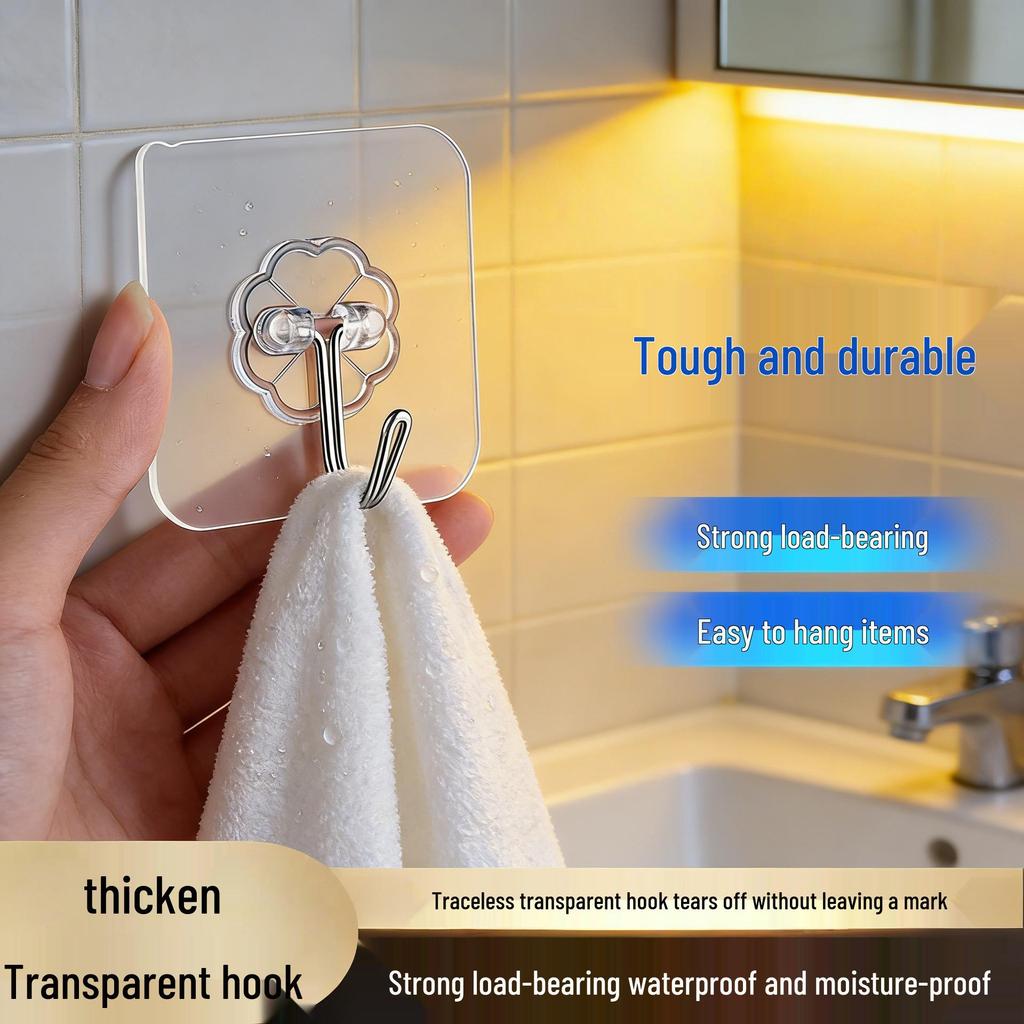 Punch-Free Traceless Strong Adhesive Wall Hooks for Bathroom & Kitchen 