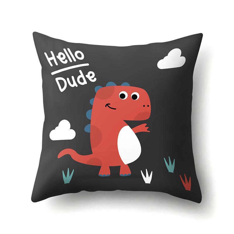 Geometric Dinosaur Pattern Polyester Single-sided Pillowcase Home Sofa Pillowcase Living Room Bedroom Cushion Cover