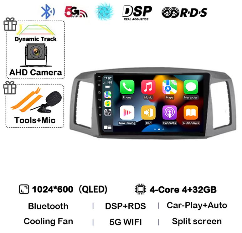 Android 14 Carplay Auto WIFI+4G For JEEP Grand Cherokee 2004 2005 2006 2007 Car Radio Multimedia Video Player GPS Stereo Audio