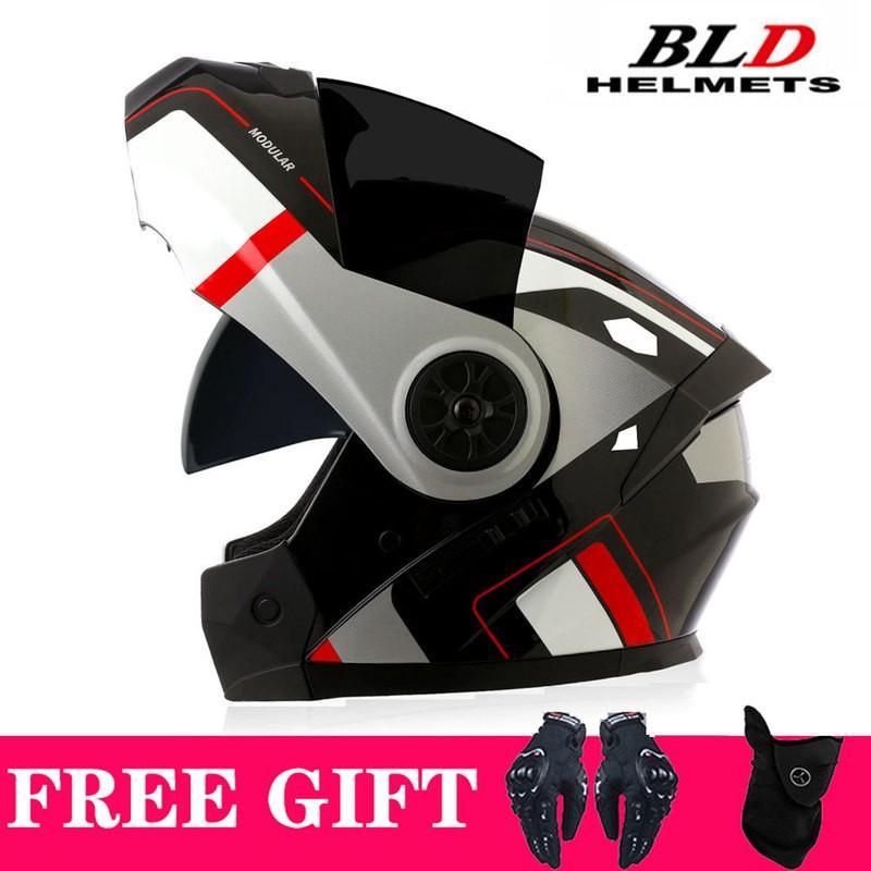 Full Face Motorcycle Helmet With Dual Visors Flip-Up Design Scooter E-Bike Riders