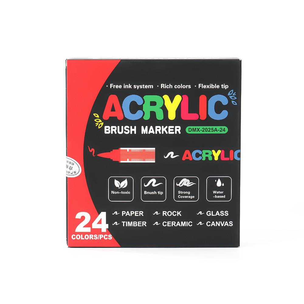 Direct Ink Acrylic Marker Set, Soft Tip Watercolor Brush Pen for Students, Waterproof Doodle Markers, 48/60 Colors Optional