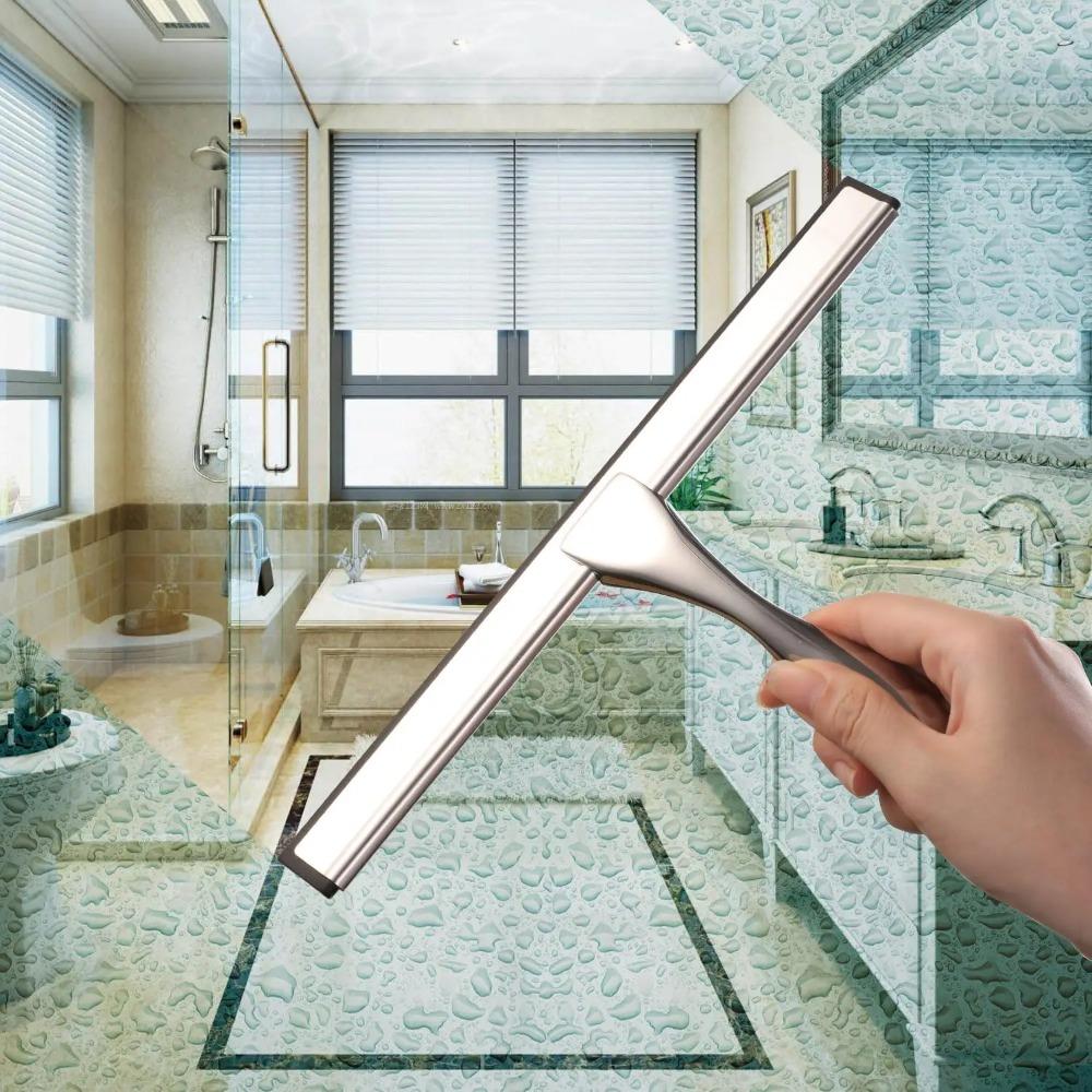 All-Purpose Shower Squeegee for Shower Doors Bathroom Window and Car Glass-Stainless Steel cleaning bathroom