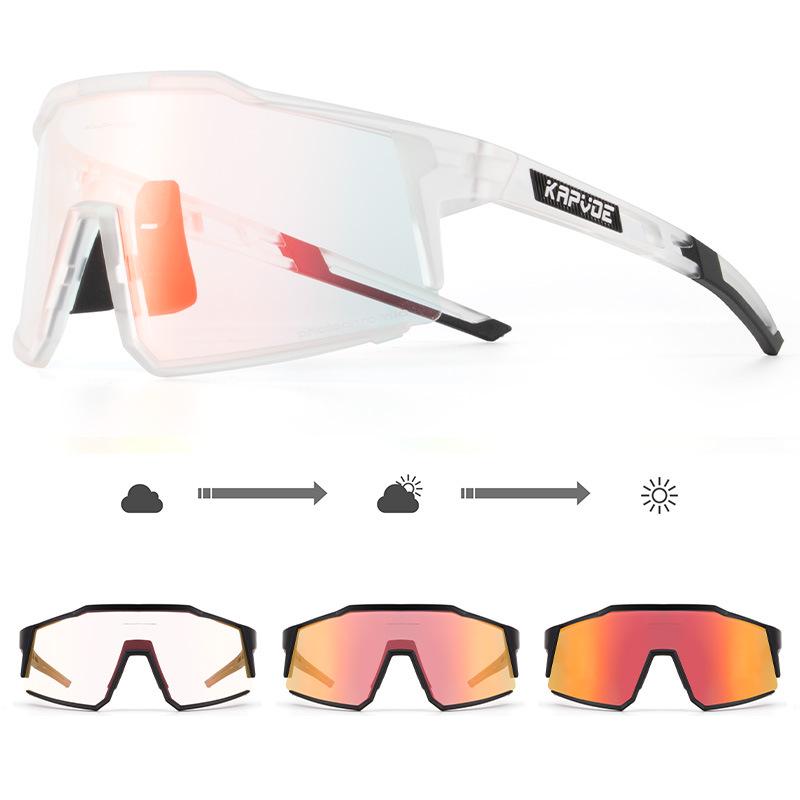 Kapvoe Unisex Color-Changing Cycling Sunglasses – Red-Blue Coated for Mountain & Road Biking