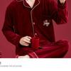 Luxury Red Island Velvet Couple Pajamas - Thick, Warm Coral Fleece Set for Autumn/Winter Weddings and Anniversaries