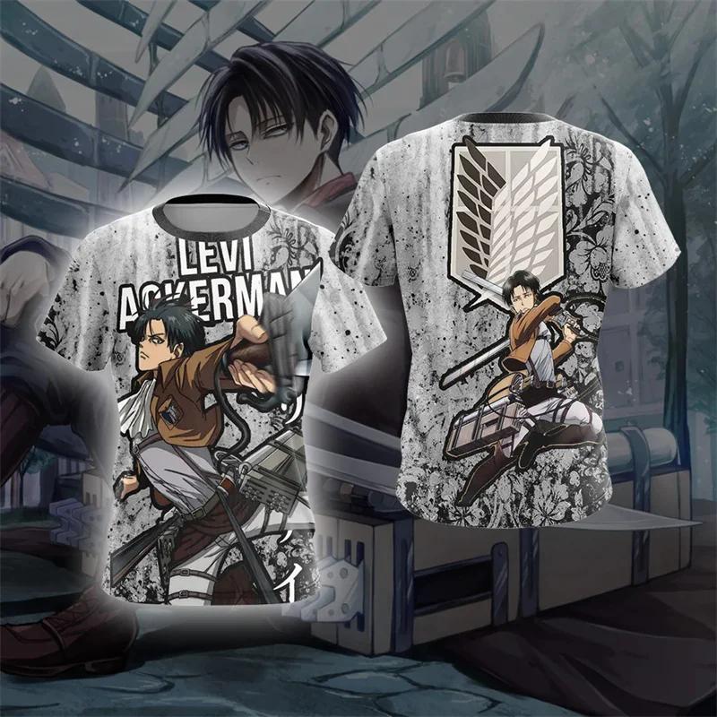 Anime "Attack on Titan" Levi Ackerman Graphic Men's T-shirts 3D Manga Printed T-shirts Summer Round Neck Casual Harajuku Fashion T-shirts