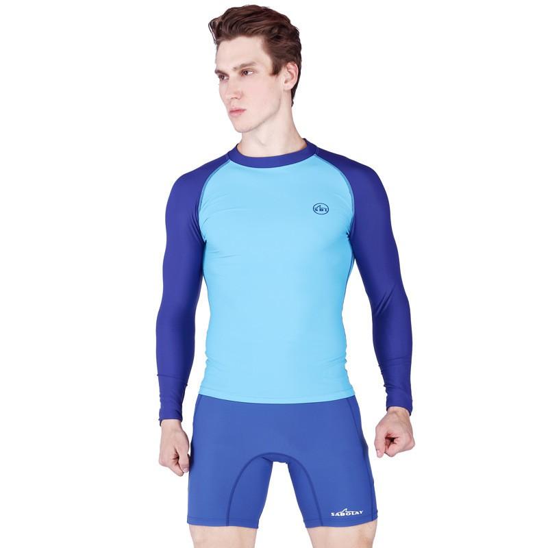 Mens Long Sleeve Rash Guard Swim Shirt Board Shorts Set Surfing Snorkeling Swimming Beach Vacation 4XL Custom Size