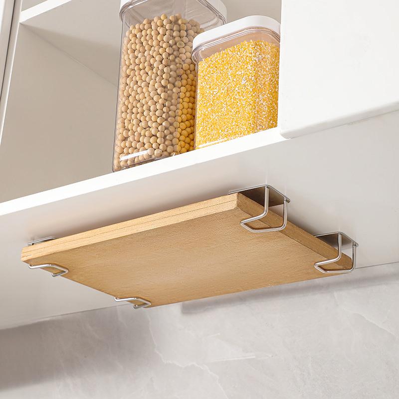 4Pcs Kitchen Storage Rack Wall Mounted Pot Cover Rack Cabinet Bottom Cutting Board Rack Vegetable Board Storage Rack