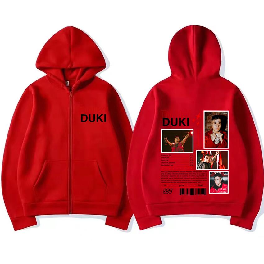 

Rapper Duki ADA Tour Merch Hoodie Coat Men’s Women vintage Casual streetwear Oversized fashion Unisex Fleece Zip-up Jacket S червоний