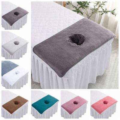 Serviette Visage Massage Épaisse Respirante Douce Serviette Salon de Beauté avec Trou Couleur Unie Coussinets Repose-Tête pour Salons de Beauté