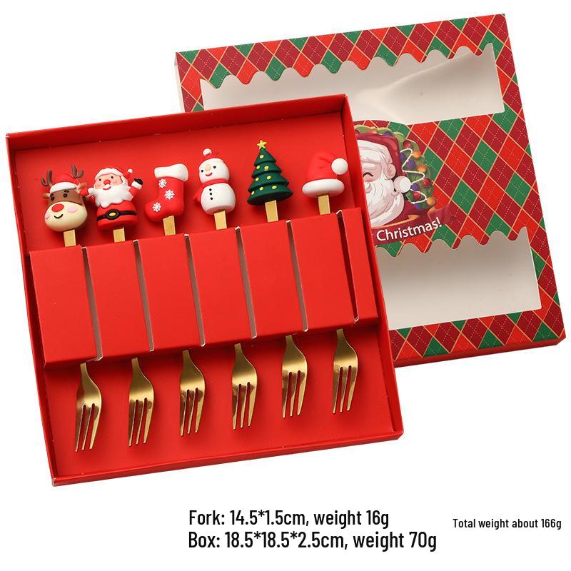 Creative Stainless Steel Christmas Tree & Reindeer Cutlery Set: Spoon & Fork