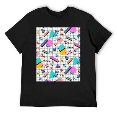 Funky 80S Eighties Memphis Pattern Design T-Shirt Graphic T Shirt Vintage Blacks Plus Size Tops Men Clothes