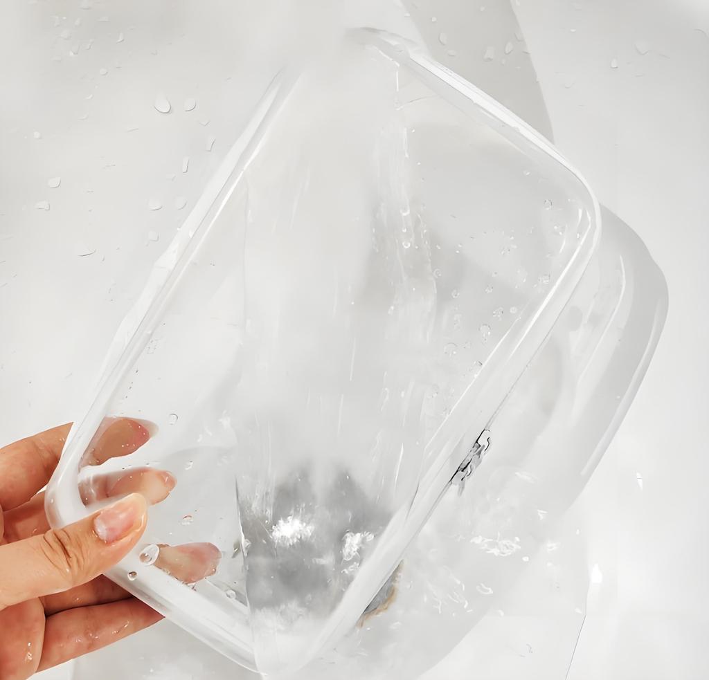 Transparente Hartplastik-Reiseaufbewahrungsbox aus PVC, wasserdichte Reißverschlusstasche für Spielzeug, Organizer für kleine Gegenstände, Make-up-Tasche, Kosmetikkoffer