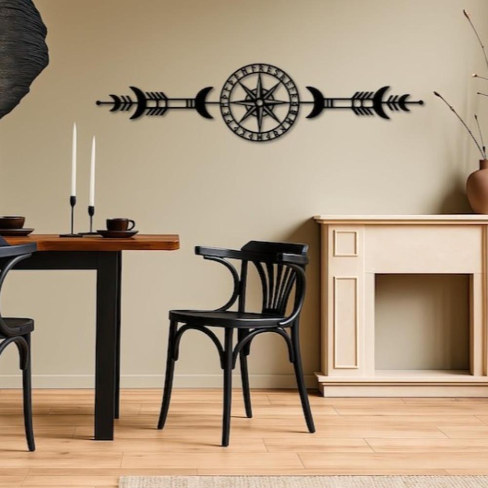 Vegvisir Compass Metal Wall Art Norse Viking Rune Decor Wayfinder Gift for Him Adventure Home Office Decoration