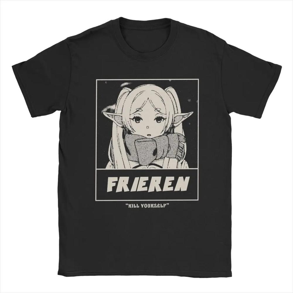 Vintage Frieren s Men O Neck 100% Cotton s Anime Short Sleeve Tees Unisex T-Shirt S