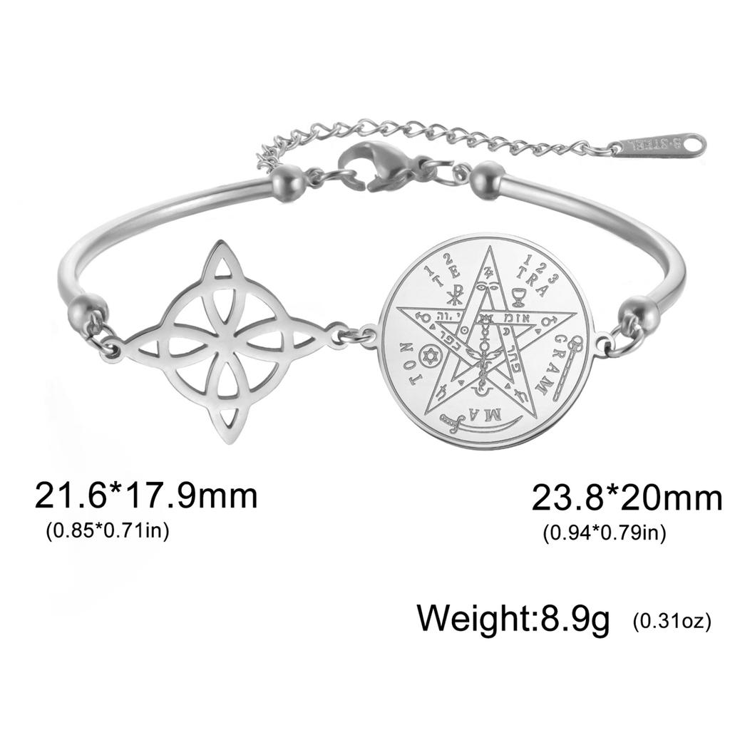 EUEAVAN Classic Witch Knot Bracelet For Women Stainless Steel Tetragrammaton Pentacle Bracelet Double Protection Jewelry Gifts