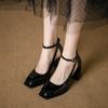 Fashion Women's Shoes 2024 Brand Mary Janes Women's High Heels Fashion Buckle Strap Office and Career New Square Toe Heels Women Zapatos