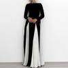 Spring Autumn Elegant Party Evening Dresses for Women Fashion Contrast Color Long Sleeve Women's Maxi Dress Casual Bodycon Dress