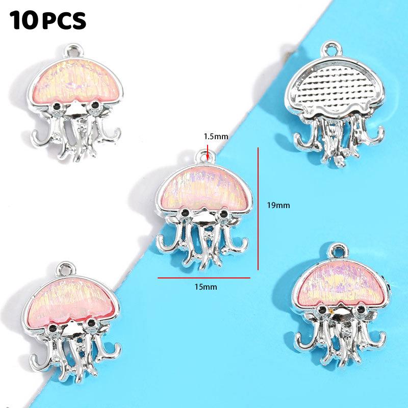 10 Pieces Assorted Alloy Pendants, Pink Resin Rhinestone Star Moon Design, DIY Jewelry Making for Necklaces & Bracelets