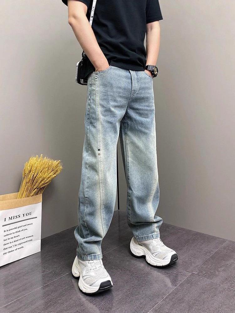 2025 Autumn High Street Loose Straight-Leg Jeans: Versatile Washed Punk Trousers