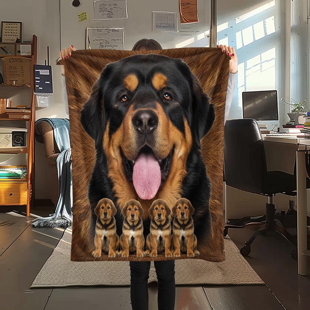 1Pc Tibetan Mastiff Dalmatian Print Flannel Blanket, High quality Comfortable for All Seasons, Home Decor, Warmth and Comfort, Perfect for Gifts