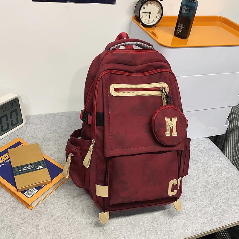 Junior High School Student Schoolbag Men's Large Capacity Backpack Print Women's Travel Backpack with Coin Purse