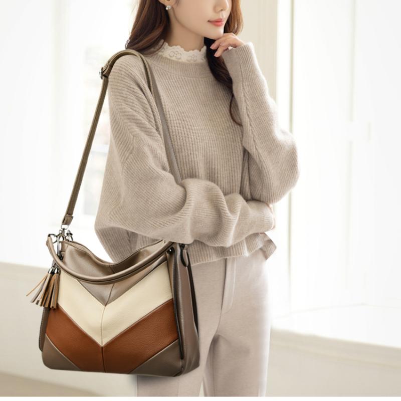 2024 New Luxury Handbags Women Bags Designer High Quality Leather Handbag Lady Shoulder Bag Fashion Striped Crossbody Bags For Women