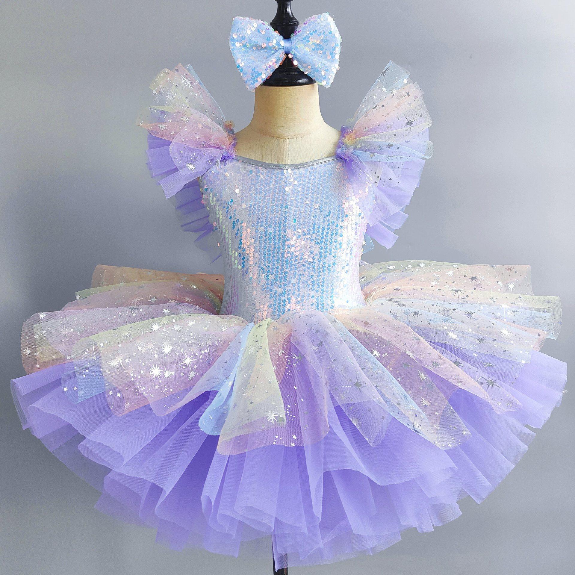 

Toddler Pink Ballet Tutus Girls Sequined Dance Costumes Children Ballerinas Tutu Outfits Kids Sweet Carnival Jazz Dance Dress 120cm фіолетовий