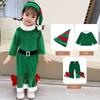 Red Santa Claus Children Christmas Clothes Cosplay with Top Pants Hat Performance Costume Set Elf Outfits Soft Plush