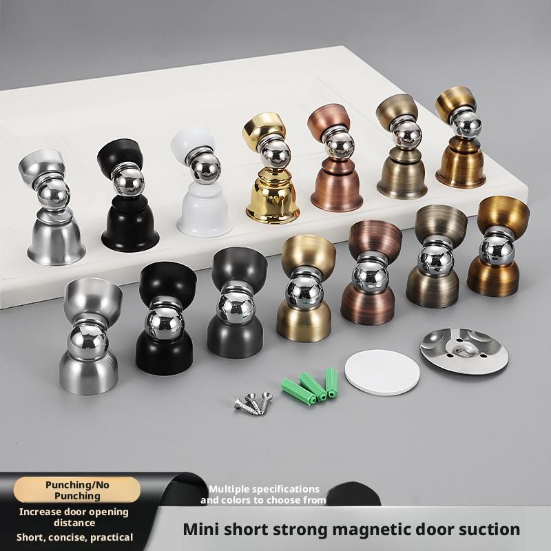 Ultra-Short Mini Magnetic Door Stop-No Drill Stainless Steel for Low/Short Doors Bathroom Toilet Doors Nail-free Doorstop