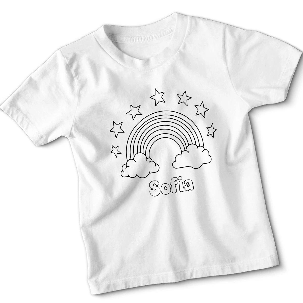 Personalised Name Custom Rainbow Kids T-Shirt Childrens Tee 120