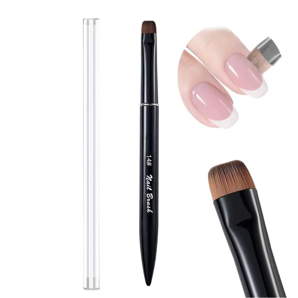 Pincel para Unhas Francesas 3 em 1 com Ponta Multifuncional - Lindo Pincel para Manicure para Unhas de Gel e Acrílico, Removedor de Esmalte, Pincel para Esmalte